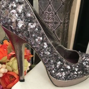 MADDEN GIRL SEXY SPARKLE SILVER SHOES